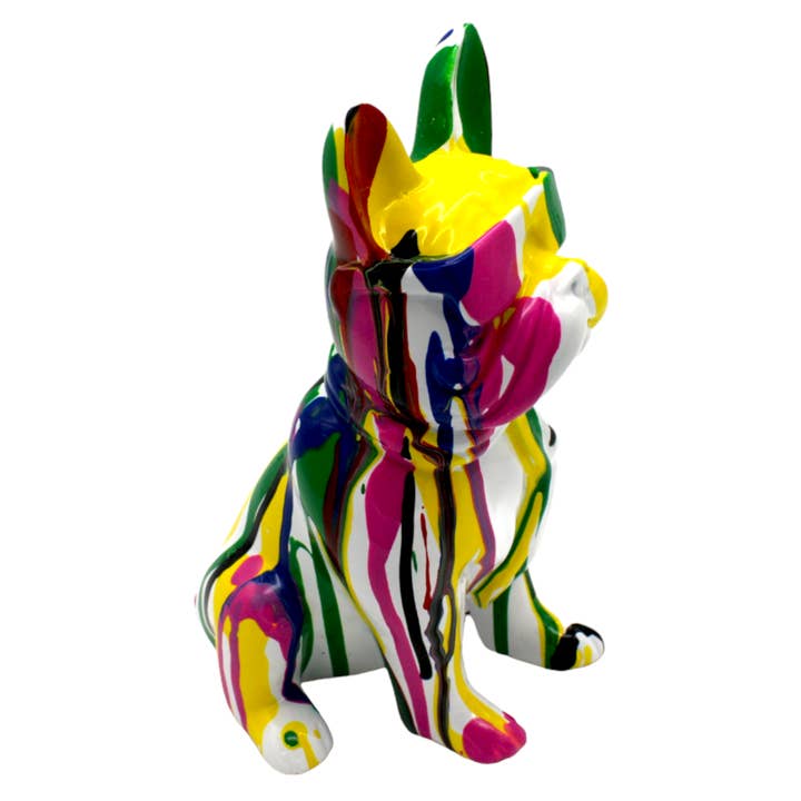 Interior Illusions Plus - Wholesale Sculpture - Multi-Color French Bulldog with Glasses Sculpture - 8" tall