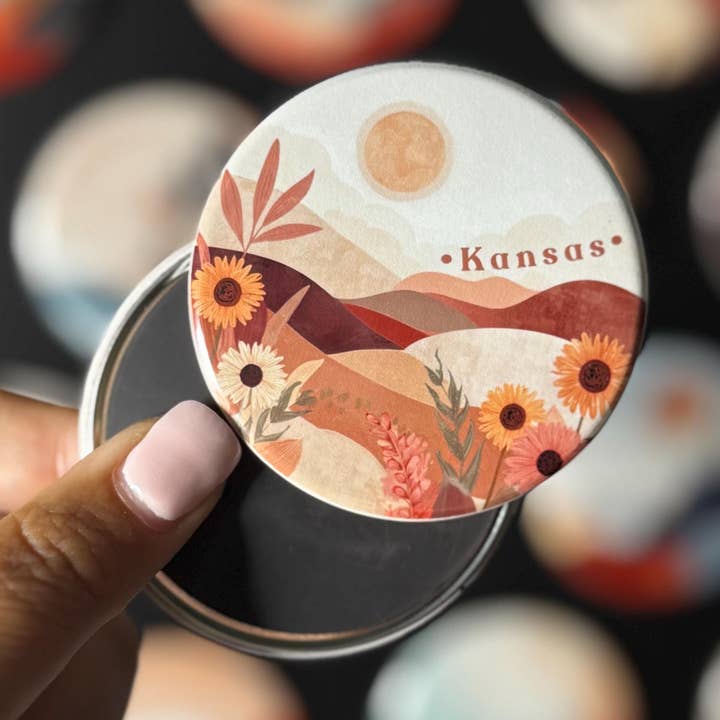 Kansas State Magnet | Jordnära boho-färger | Abstrakt cirkel för wholesale av Tieu Magnetic