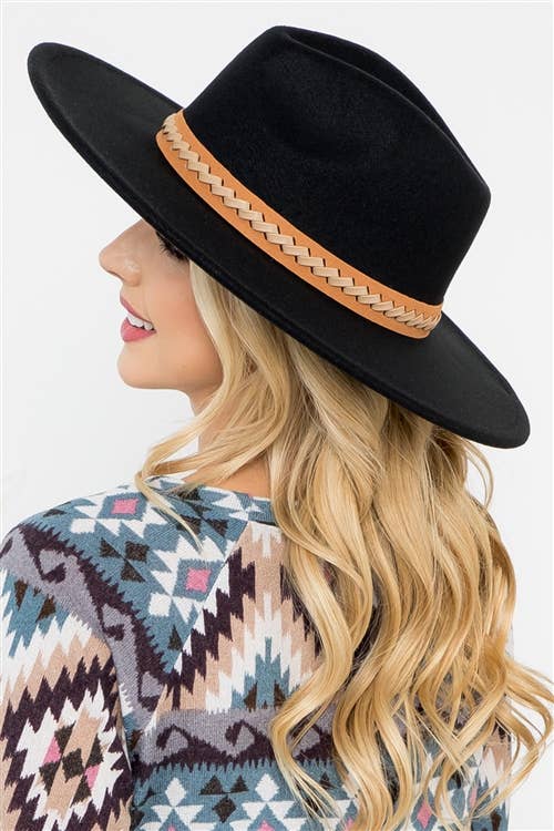 MYS Wholesale Inc - Wholesale Fedora - Women's - Felt Fashion Brim Hat With Leather Braided4