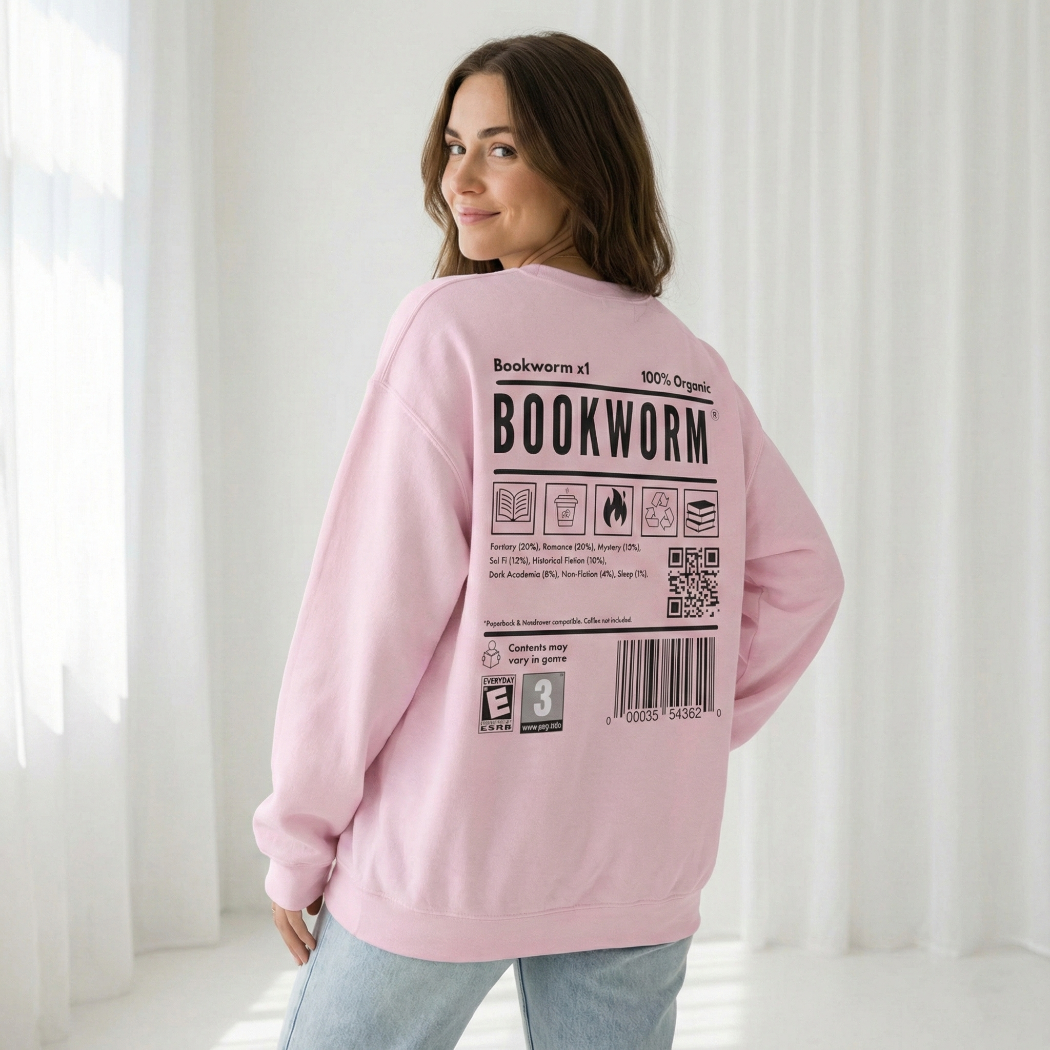 MagicMerchEmporium - Vente Sweat-shirt à imprimés – femme - Sweat-shirt à code-barres Bookworm2