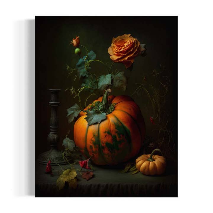 Vintage Pumpkin and Flowers Wall Art RD319 for wholesale by Salty Alyce