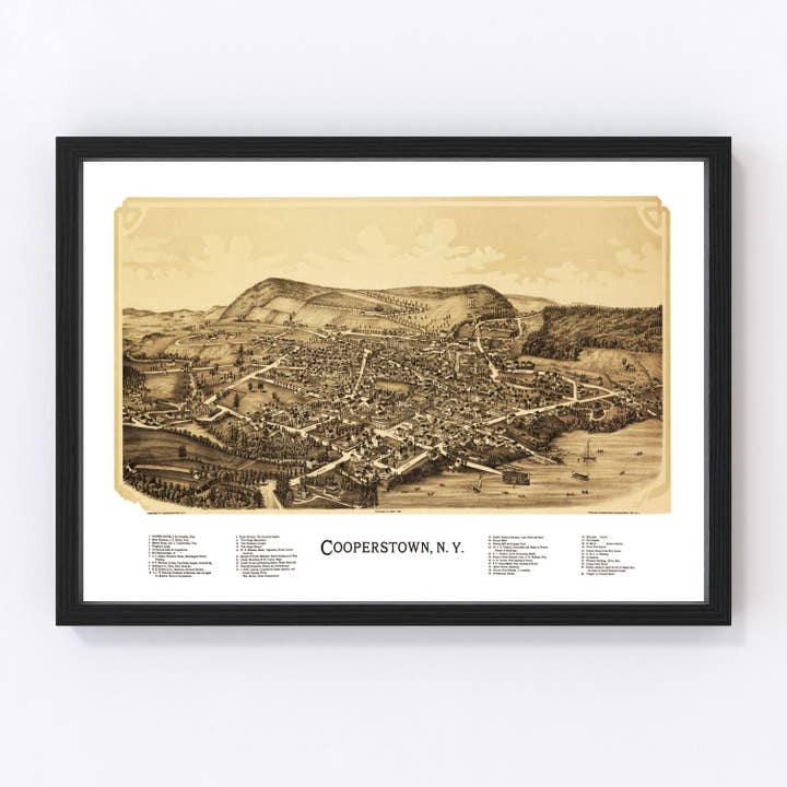 Vintage Map of Cooperstown, New York 1890 for wholesale by Ted's Vintage Art