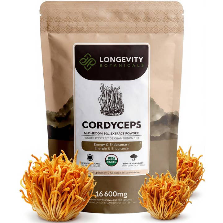 Poudre de Cordyceps Bio 100g : Complément pour l'Énergie et le Soin des Poumons pour la vente par Longevity Botanicals