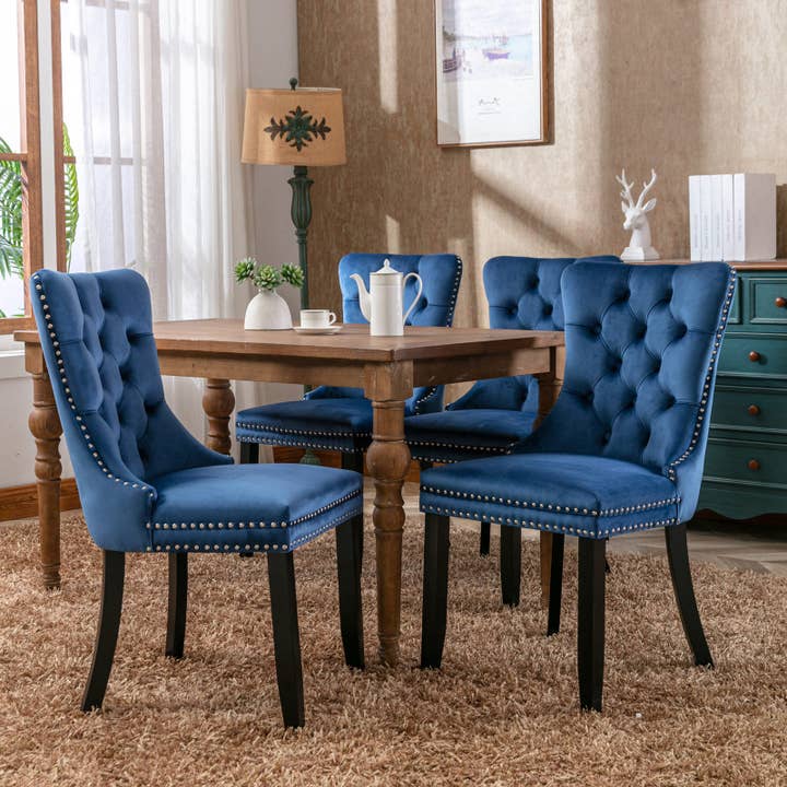 Modern Home Touch – wholesale Chair – Set of 2 Blue Luxury Velvet Kitchen Dining Chairs1