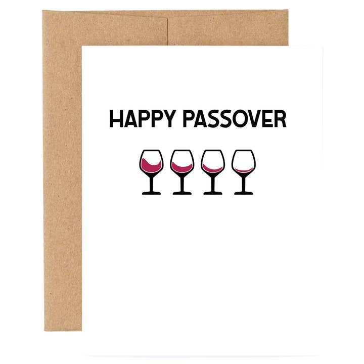 Card: Happy Passover w/Seder Wine — Fun Jewish Culture Card for wholesale by SHEWOLF Designs
