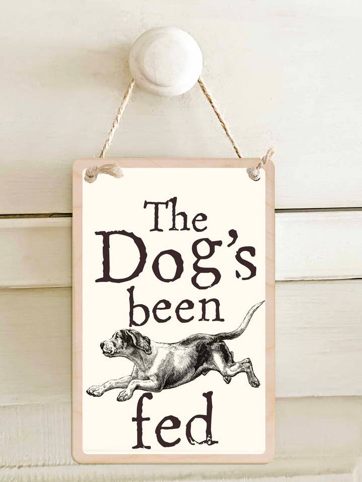 Dog Fed / Not Fed - Double-sided wooden sign for wholesale by THE WOODEN POSTCARD COMPANY