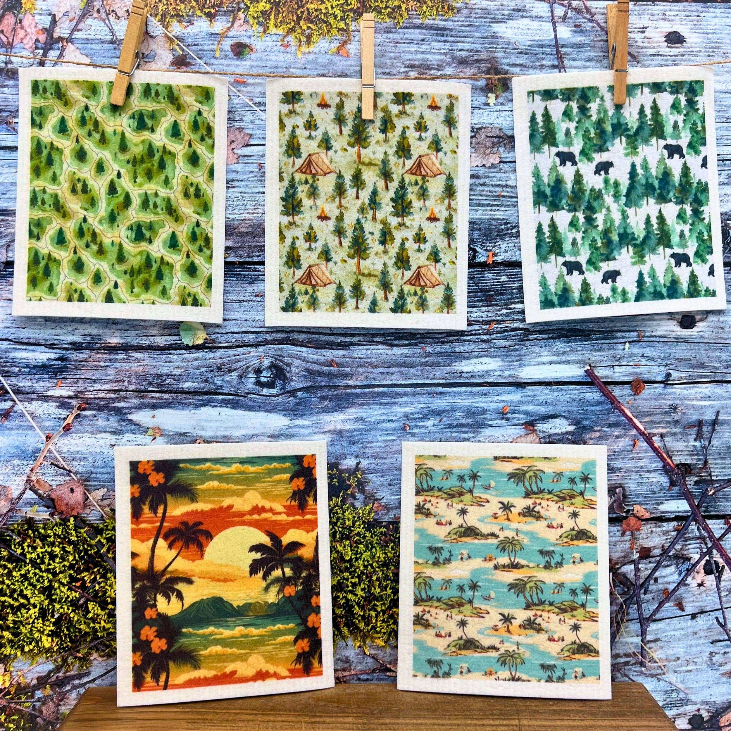 Driftless Studios - Wholesale Dishcloth - Summer Camping Tent Swedish Dishcloths- Sponge Cloth3