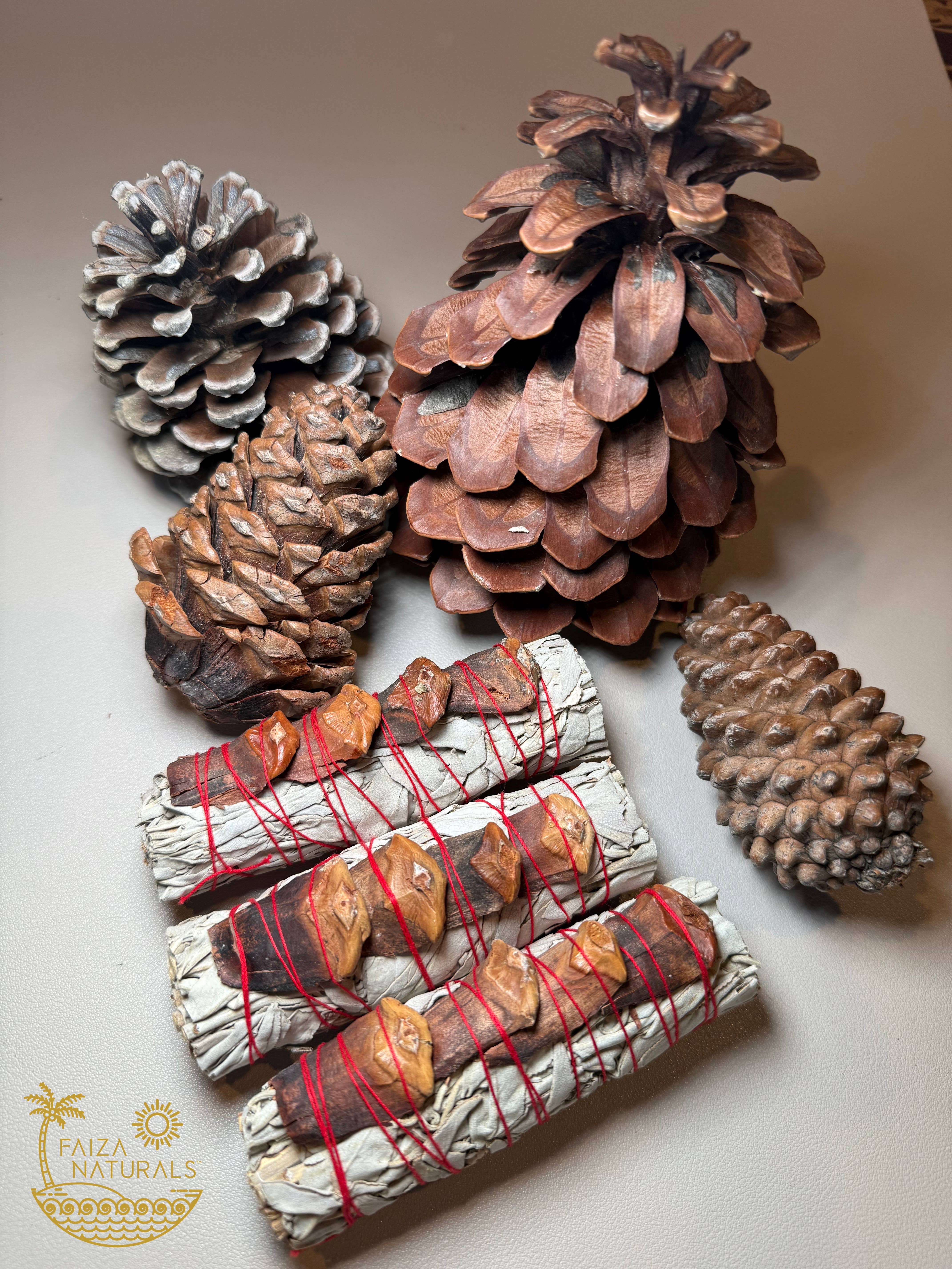 Faiza Naturals – Pacote de sálvia por atacado – Pine Cone White Sage Bundles (Produção Exclusiva)1