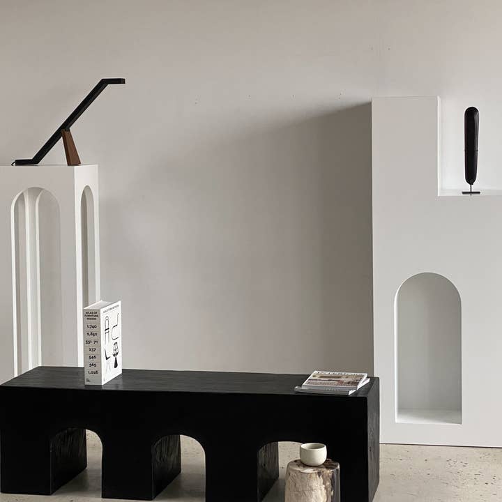 Office Objets - Wholesale Bench - Solid monoxyle wooden bench with sculpted base in 3 arches - Black color110