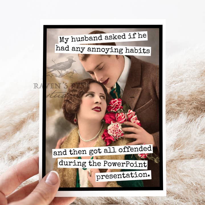 Carte d'amour sarcastique – Mon mari a demandé s'il avait quelque chose d'agaçant.. pour la vente par Raven's Rest Studio