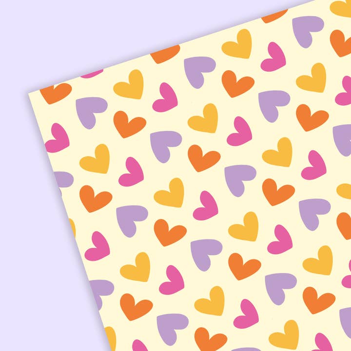 Hearts Gift Wrap Flat Sheets | Birthday Gift | Everyday Wrap for wholesale by Tikkled Pink