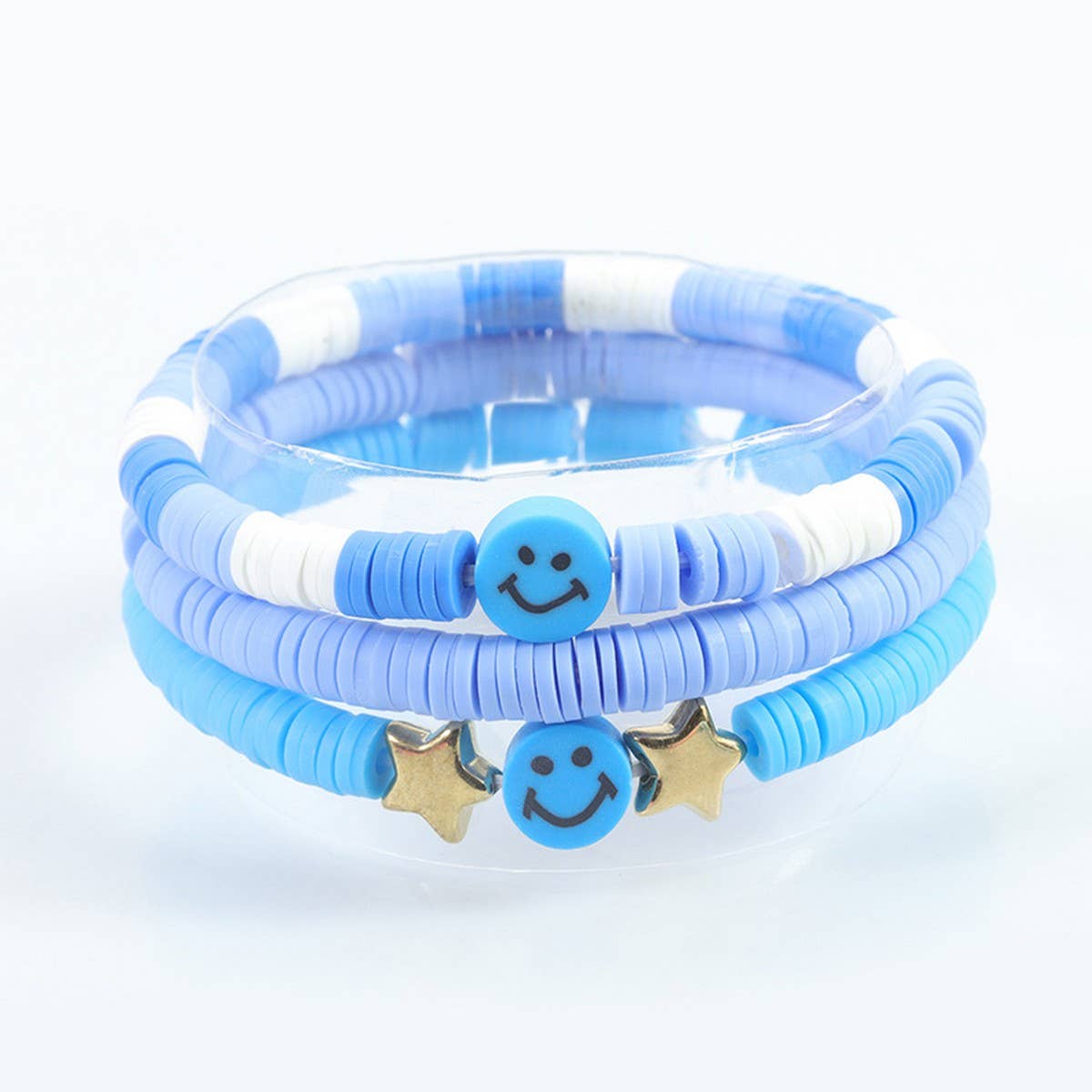 ACCITY - Wholesale Jewelry Set - 5PCS SMILING FACE LETTER BEAD BRACELET SET_CWMM05377