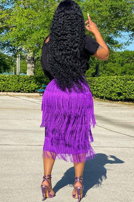 Queen Fashion - Wholesale Skirt - Women's - layered fringe midi skirt5