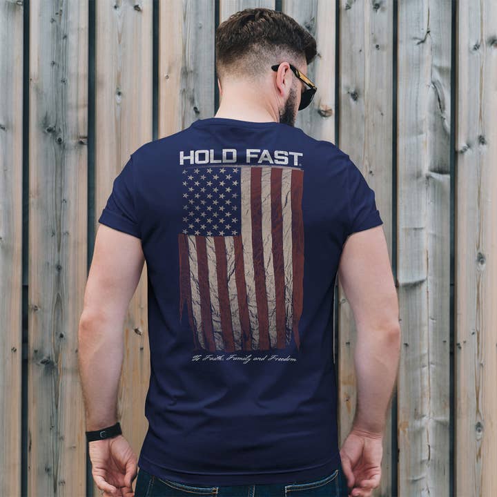 HOLD FAST Mens T-Shirt Antique Flag for wholesale by Kerusso