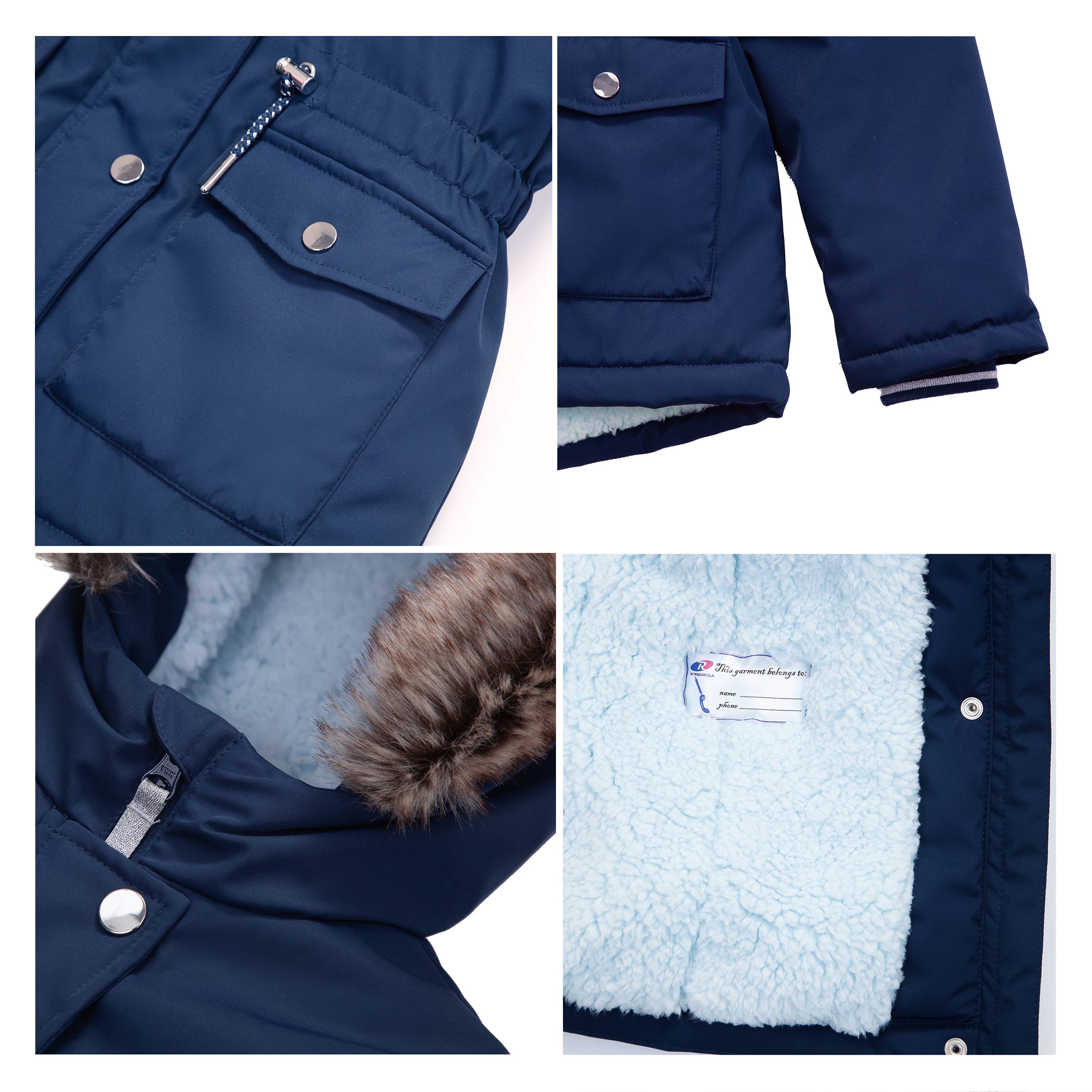 Rokka & Rolla - Wholesale Parka - Kids - Girls' Hooded Parka Jacket Fleece Lined Winter Coat19