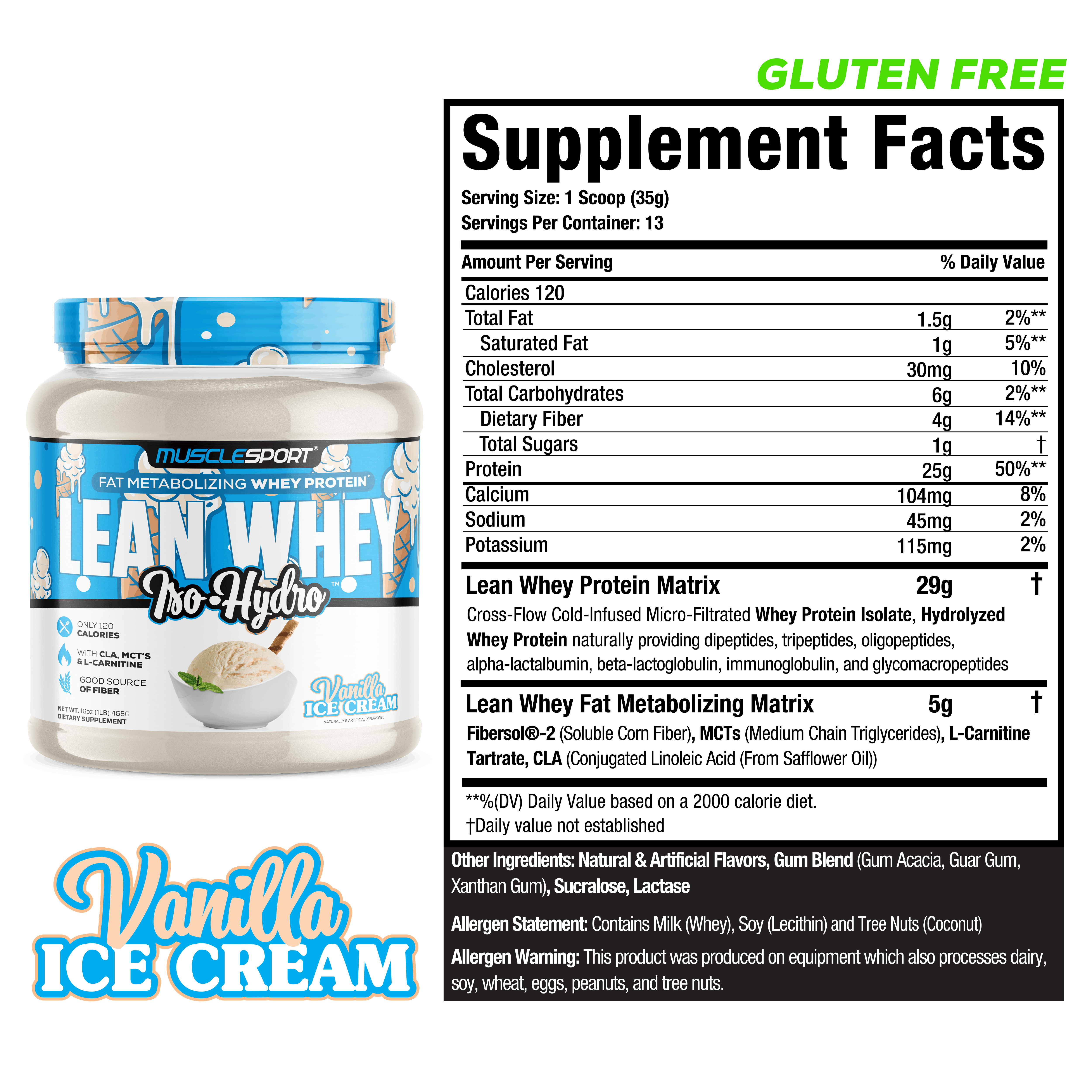 MuscleSport - Wholesale Protein/Superfood Powder - Lean Whey™ Iso Hydro Gourmet Protein 1lb18