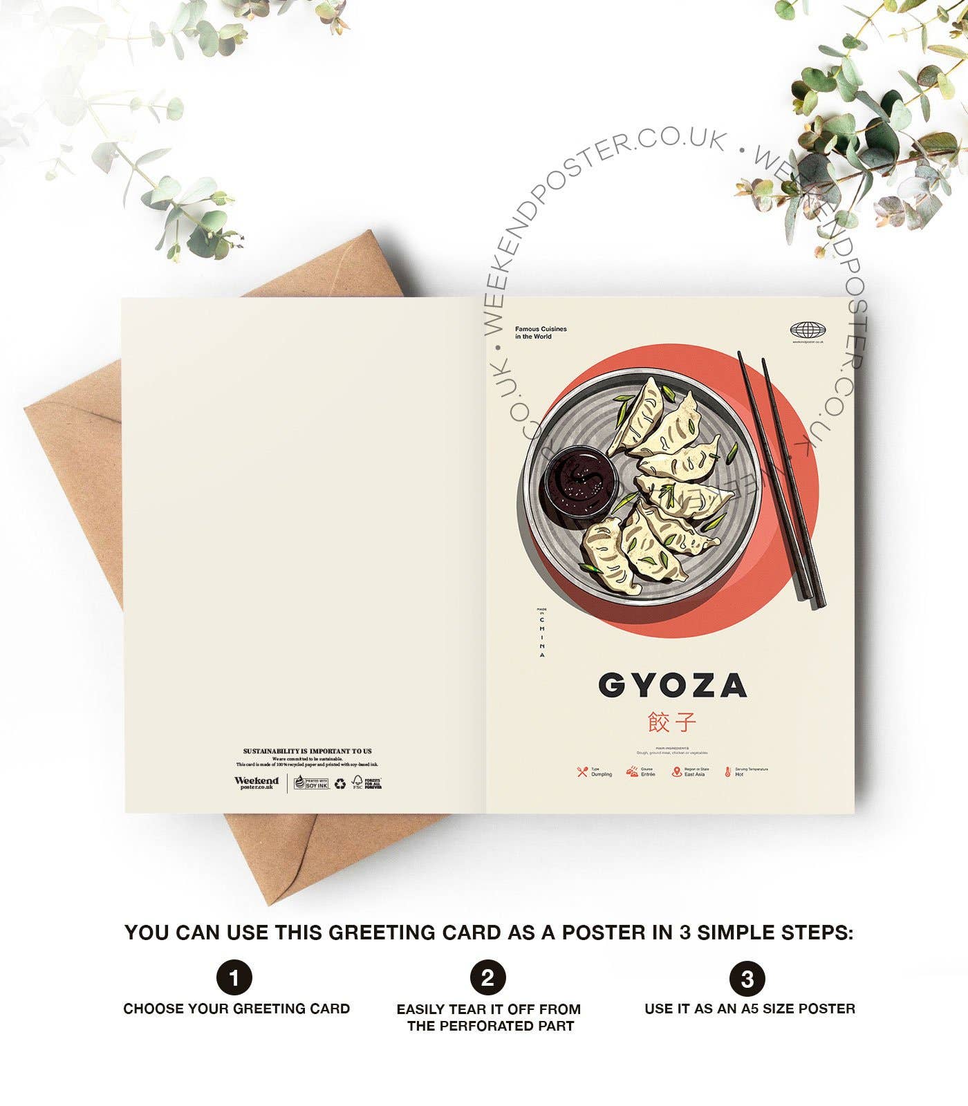 Weekend Concept - Wholesale Everyday Greeting Card - Mid-century modern Gyoza recipe greeting card3