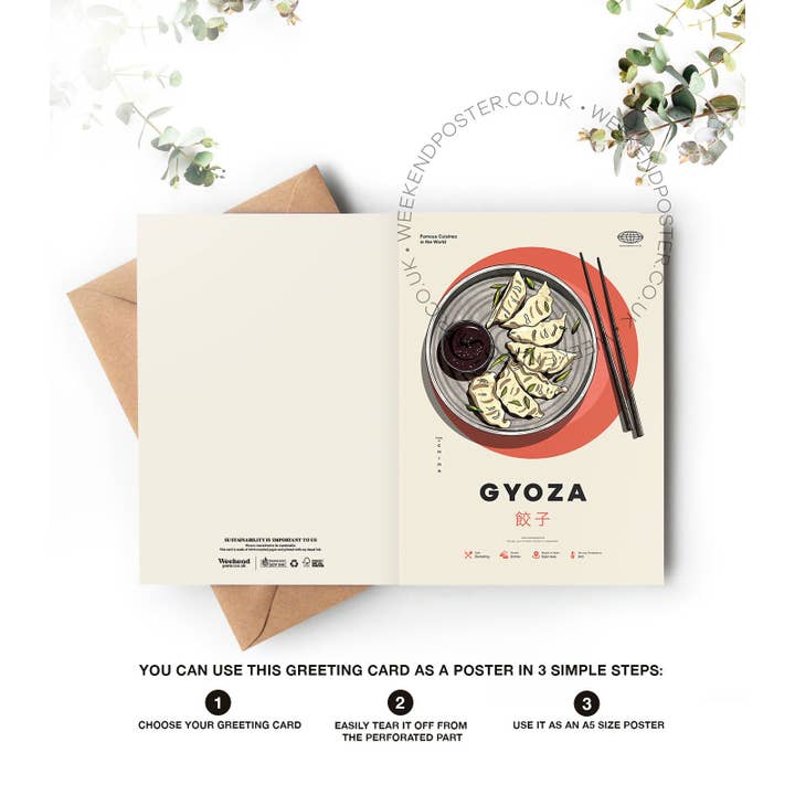 Weekend Concept - Wholesale Everyday Greeting Card - Mid-century modern Gyoza recipe greeting card3
