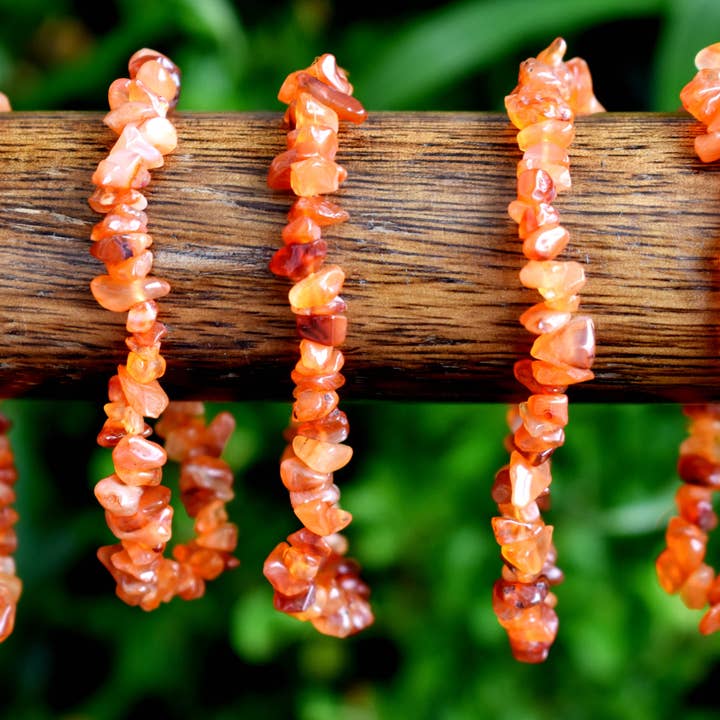 AK Healing Crystals - Wholesale Beaded Bracelet - Carnelian Chip Bracelet, Baroque Crystal Jewelry