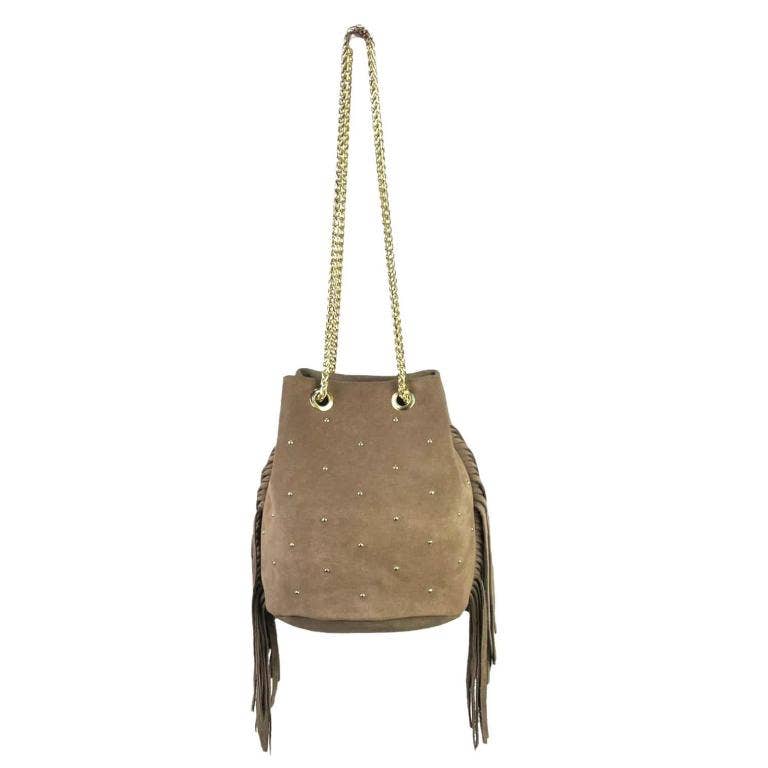 Chenson & Gorett - Wholesale Shoulder Bag - Women's - Women's Leather Bag with Side Fringe and Studs. Sales1