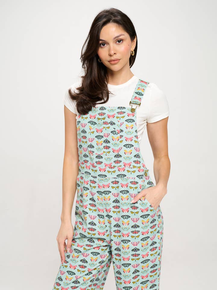SM WARDROBE - Wholesale Overalls - Women's - COLORFUL BUTTERFLY PRINT OVERALLS