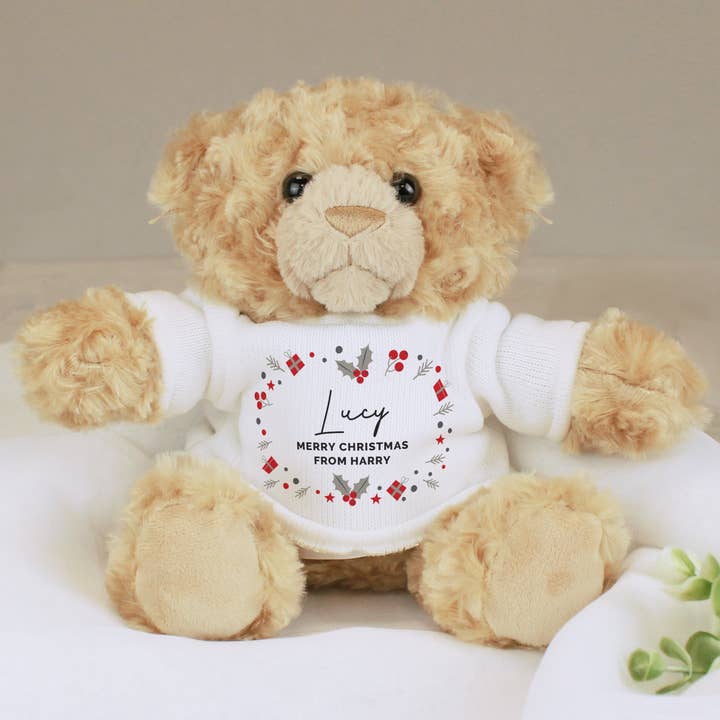 Personalised Christmas Teddy Bear for wholesale by Simply Canvas Art