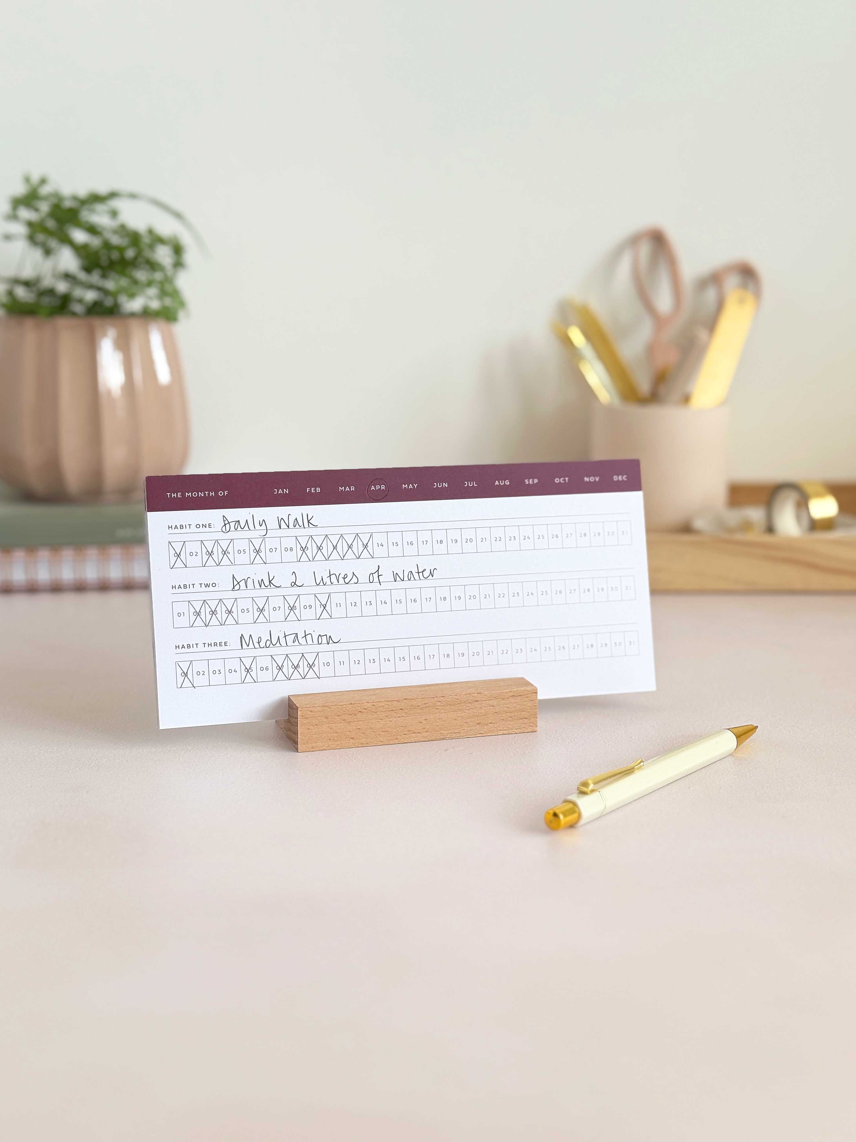 AIM Studio Co – wholesale Stationery/notecard set – Daily Habit Tracker Cards with Wooden Block | 365 Days4