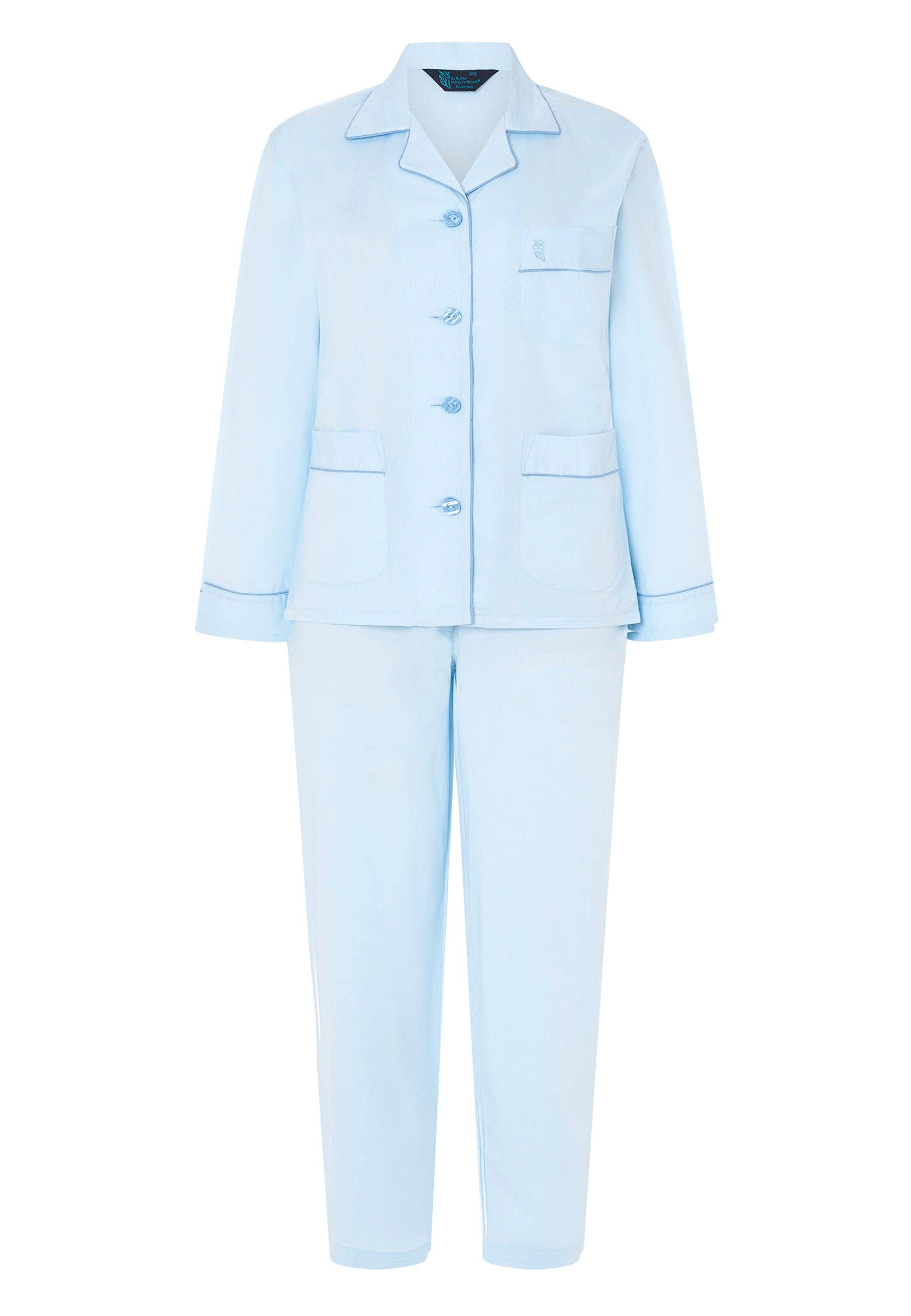 Blauw Dameslange pyjama met revers en dobbyprint - lichtblauw 0200 voor groothandel op Faire3