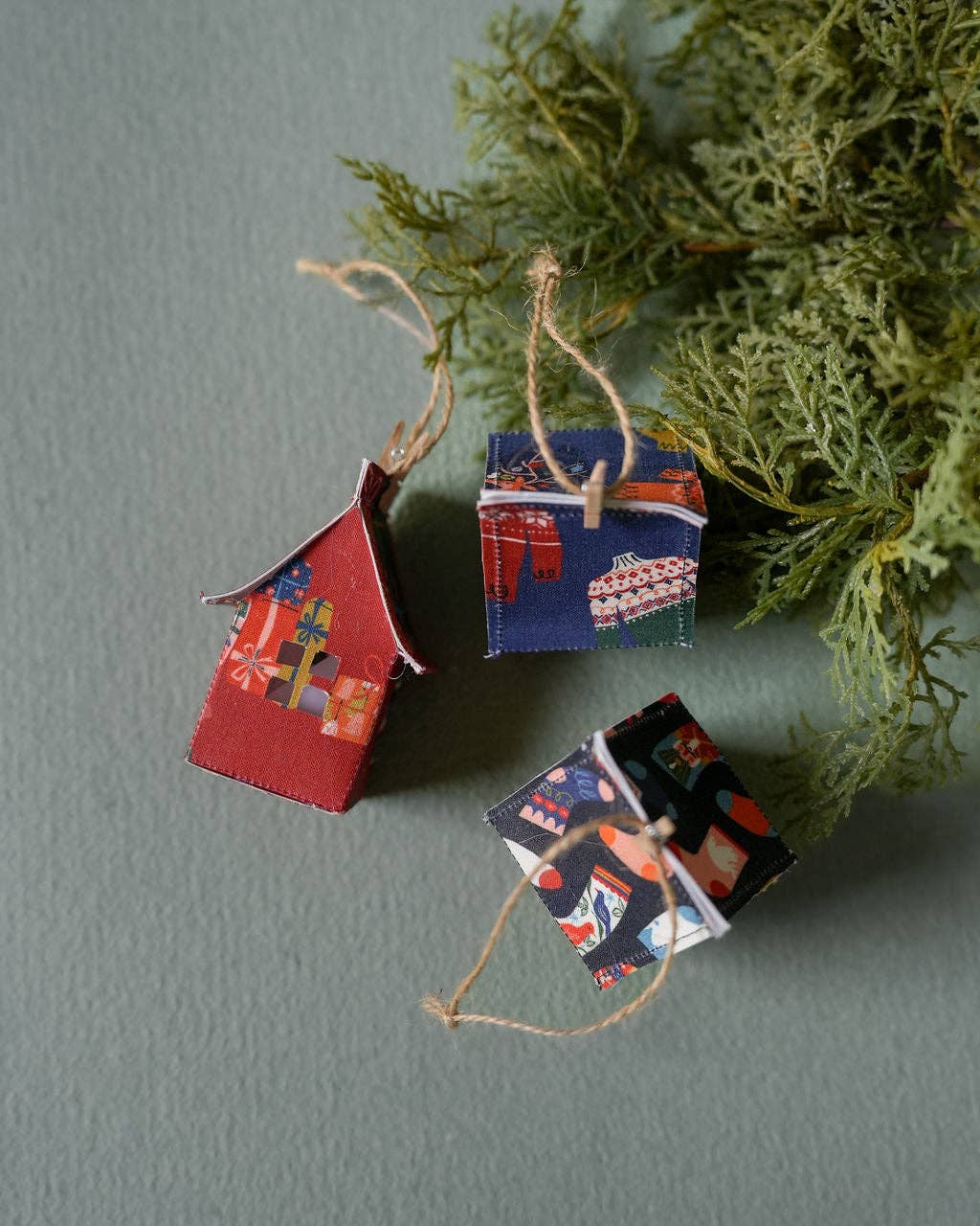 Gossling Organics - Wholesale Ornament - Holiday Fabric House Luminary15