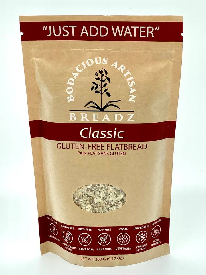 Pain plat classique 100% végétal BabZ pour la vente par BABz/Bodacious Artisan Foods Inc