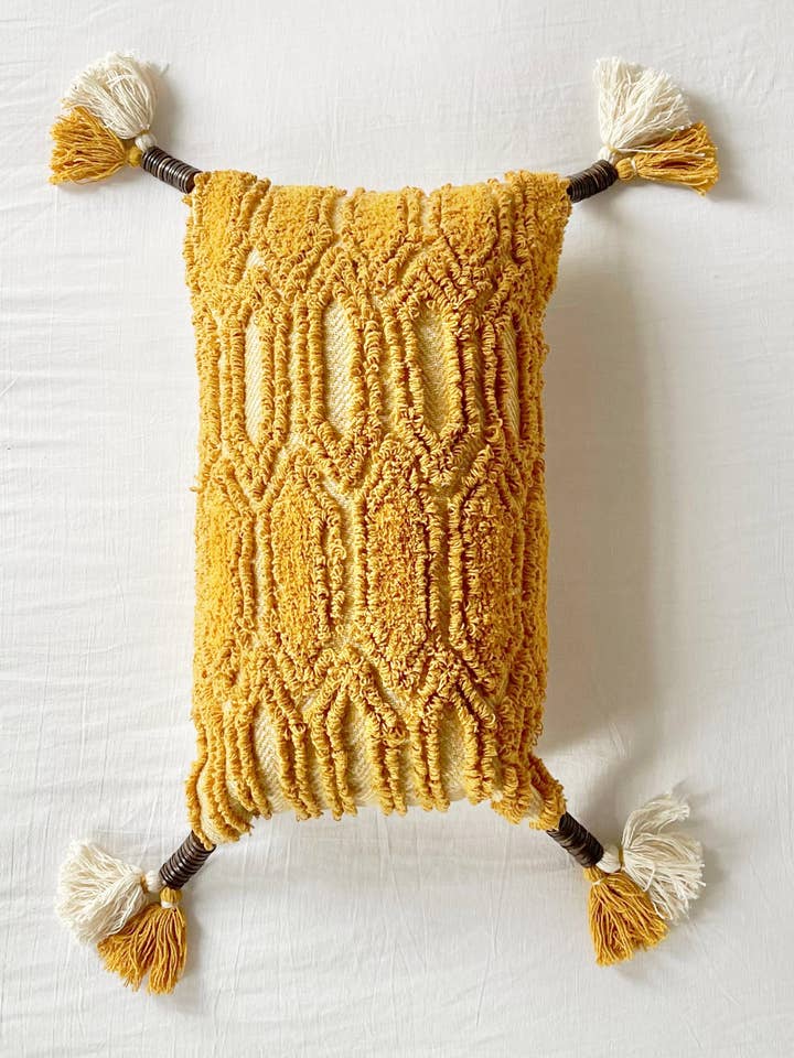 French Marigold - Tufted Cotton Long Diamond Pillow for wholesale by Patina Vie