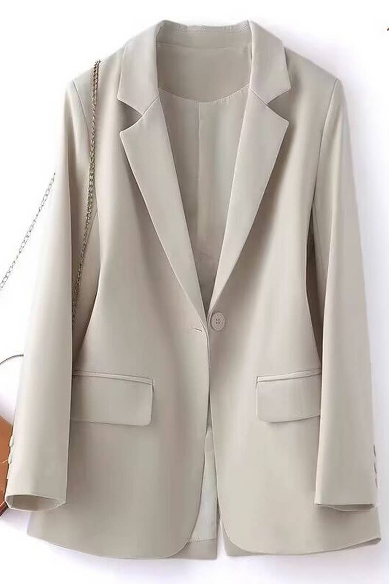 NINEXIS - Wholesale Suit Jacket - Women's - _CWOBL0139_SOLID COLOR SLIT POCKET SUIT COLLAR COMMUTER SUIT5