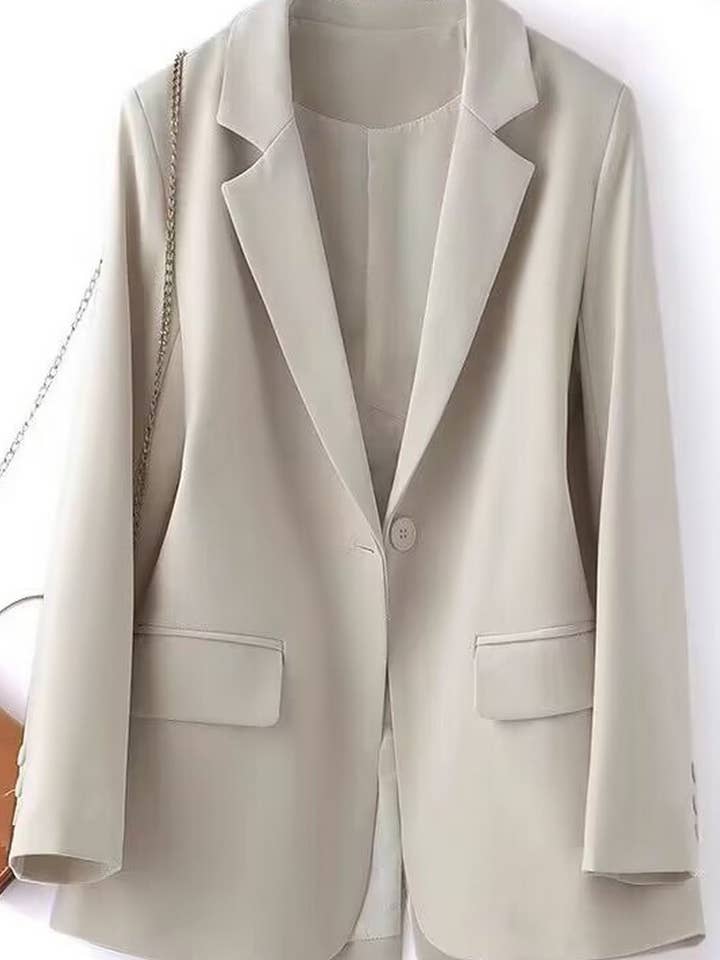 NINEXIS - Wholesale Suit Jacket - Women's - _CWOBL0139_SOLID COLOR SLIT POCKET SUIT COLLAR COMMUTER SUIT5