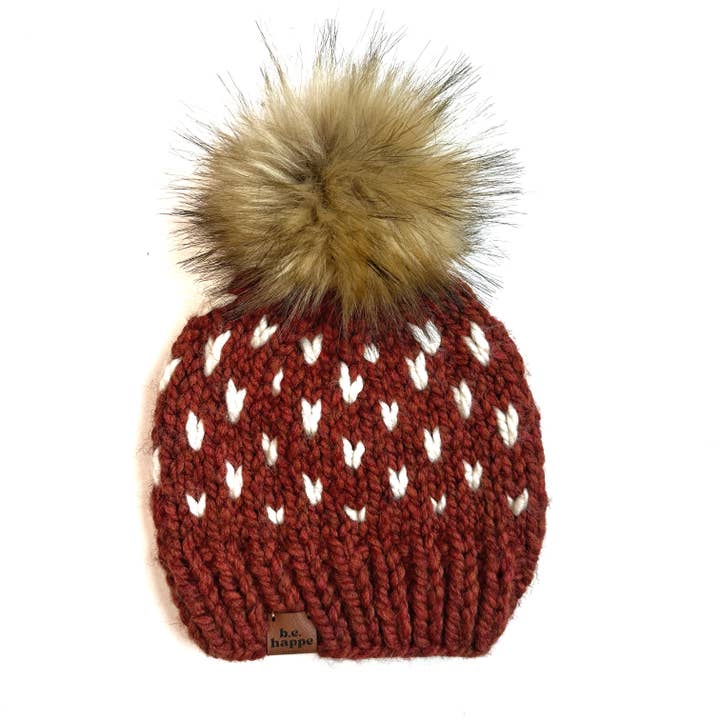 Adult Spice Orange Knit Pom Hat, Ready to Ship Beanie for wholesale by b.e.happe
