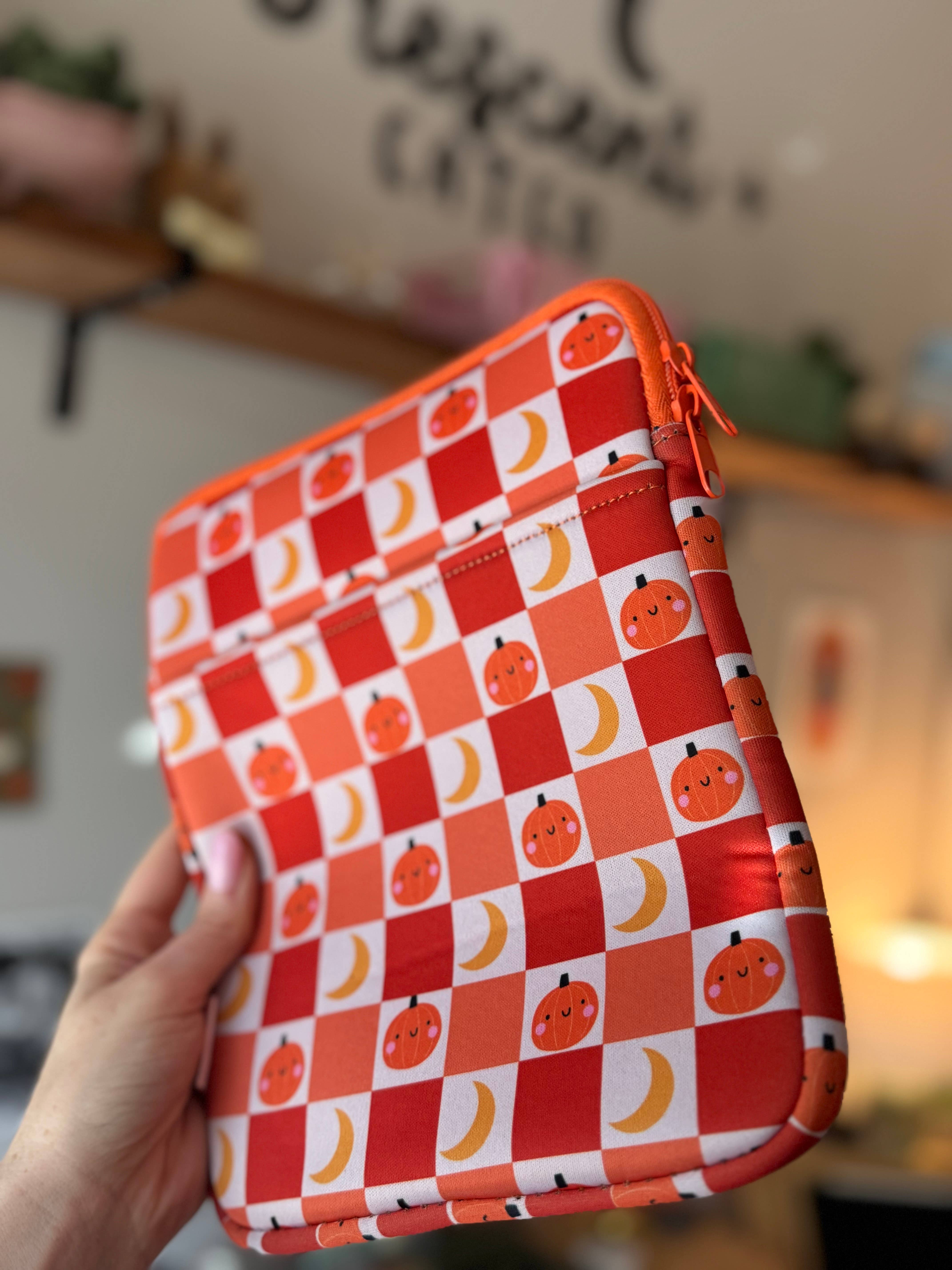 CrescentCatCo - Wholesale Book Cover - Cute Pumpkin Halloween Book & Kindle Pouch, Zipper & Pocket4