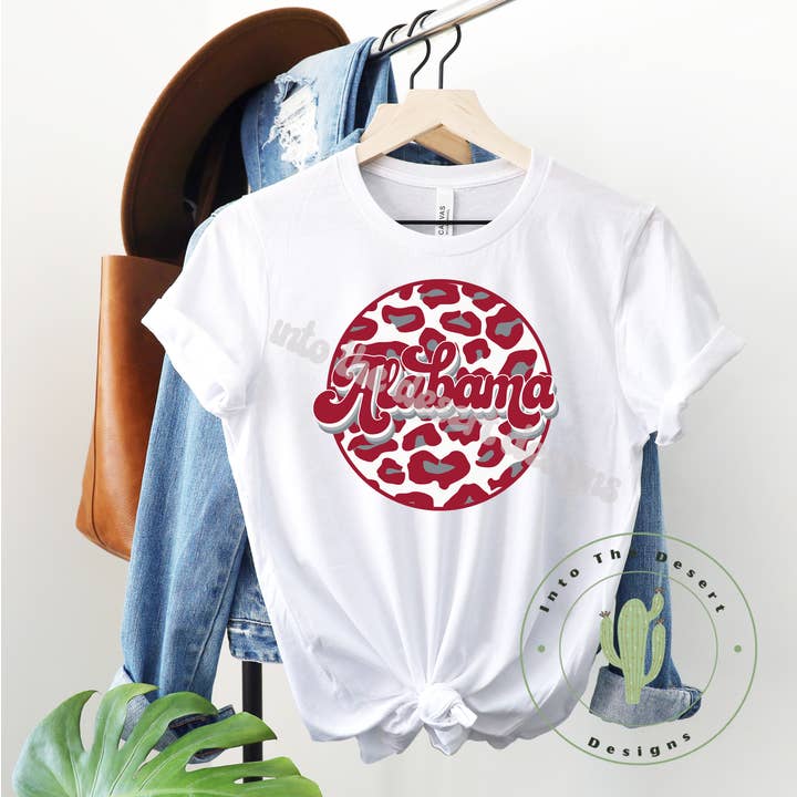 Alabama Leopard Circle Unisex T-shirt for wholesale by Into The Desert