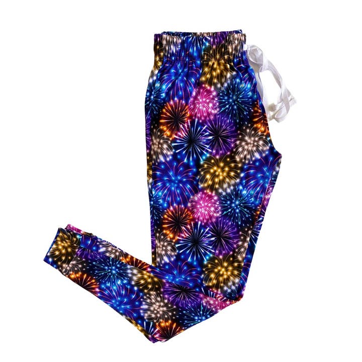 Pantalon de pyjama Fireworks pour femme (manchette à la cheville) pour la vente par Nev Clothing