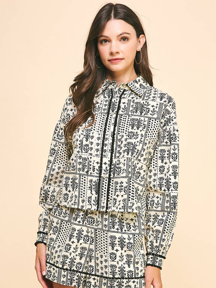 PRINT BUTTON DOWN SHIRT - 5705T for wholesale by PINCH