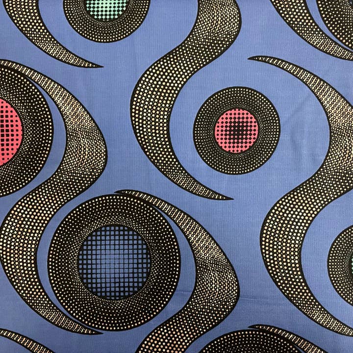 MW146, cotone stampato, cera Mitex, palla e onda, blu per la vendita all'ingrosso da parte di Reburoni