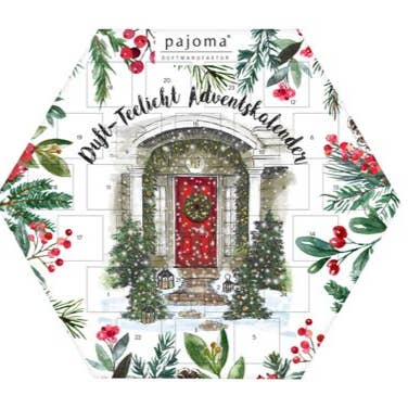 Adventskalender med duftlys i hexagonform for engroshandel hos Pajoma