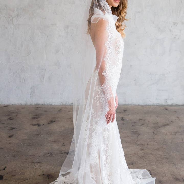 Brides & Hairpins - Wholesale Veil - Women's - HENRI FLOOR LENGTH VEIL - SCALLOPED LACE EDGE3