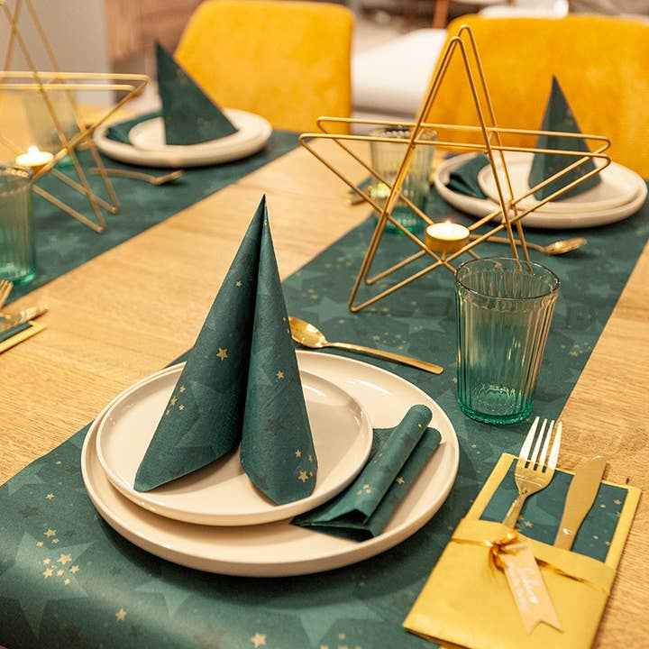Cocktail napkins Star Shine green for wholesale by Home Fashion - Carl Dietrich GmbH