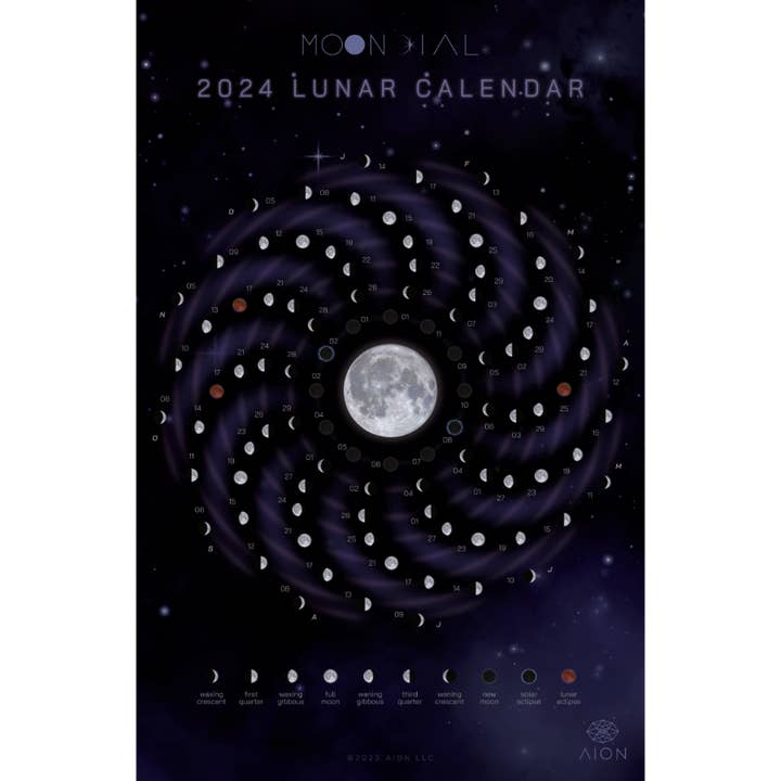 Affiche du calendrier lunaire 2024 pour la vente par AION
