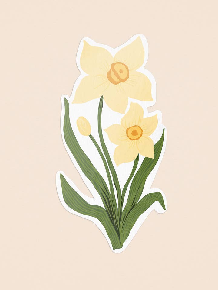 Autocollant illustré de jonquilles pour la vente par One & Only Paper