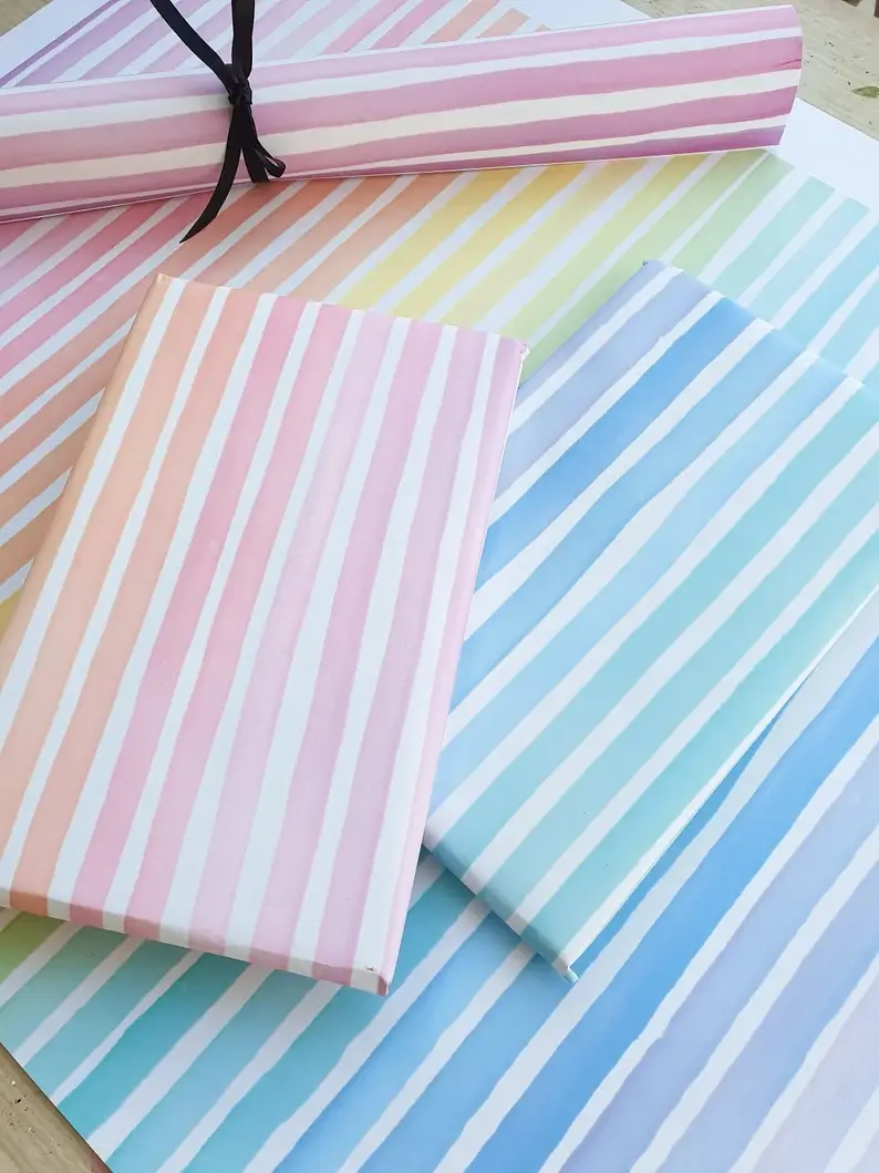 Emma Godfrey Art - Wholesale Flat Wrap - A2 Rainbow Stripe Wrapping Paper3