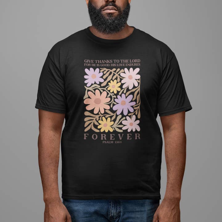 PSALM 136:1 - Camiseta unisex cristiana, camiseta 100% algodón para venta al por mayor de VILNO Apparel