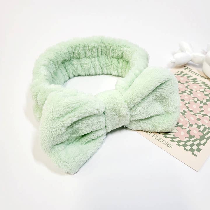 Assorted Color Dull Tone Bow Beauty Spa Headband for wholesale on Faire