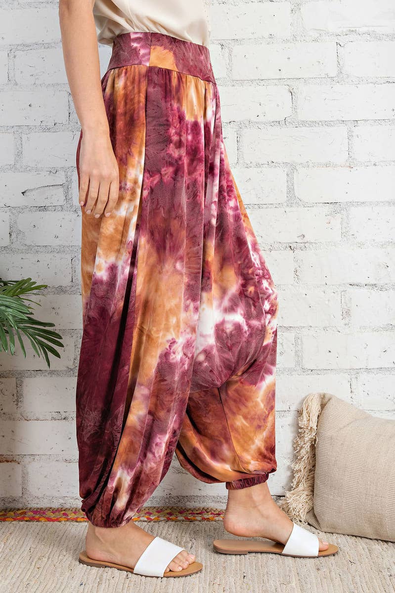 FSL Apparel - Wholesale Pants - Women's - SP6761 - TIE DYE PRINTED JERSEY CINCHED HAREM PANTS7