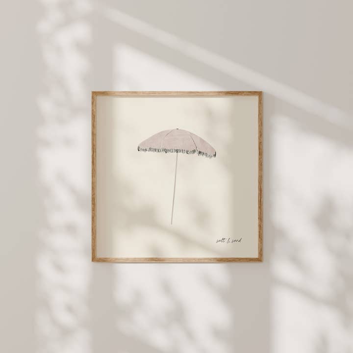 Coastal Beach Umbrella Art Print for wholesale by Paperly Creative Co