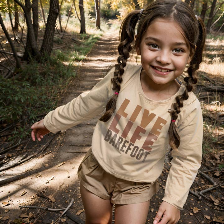 Barefoot Baby - Wholesale Screen Printed T-Shirt - Kids - "Live Life Barefoot" Nature Clothing for Kids Outdoor Youth
